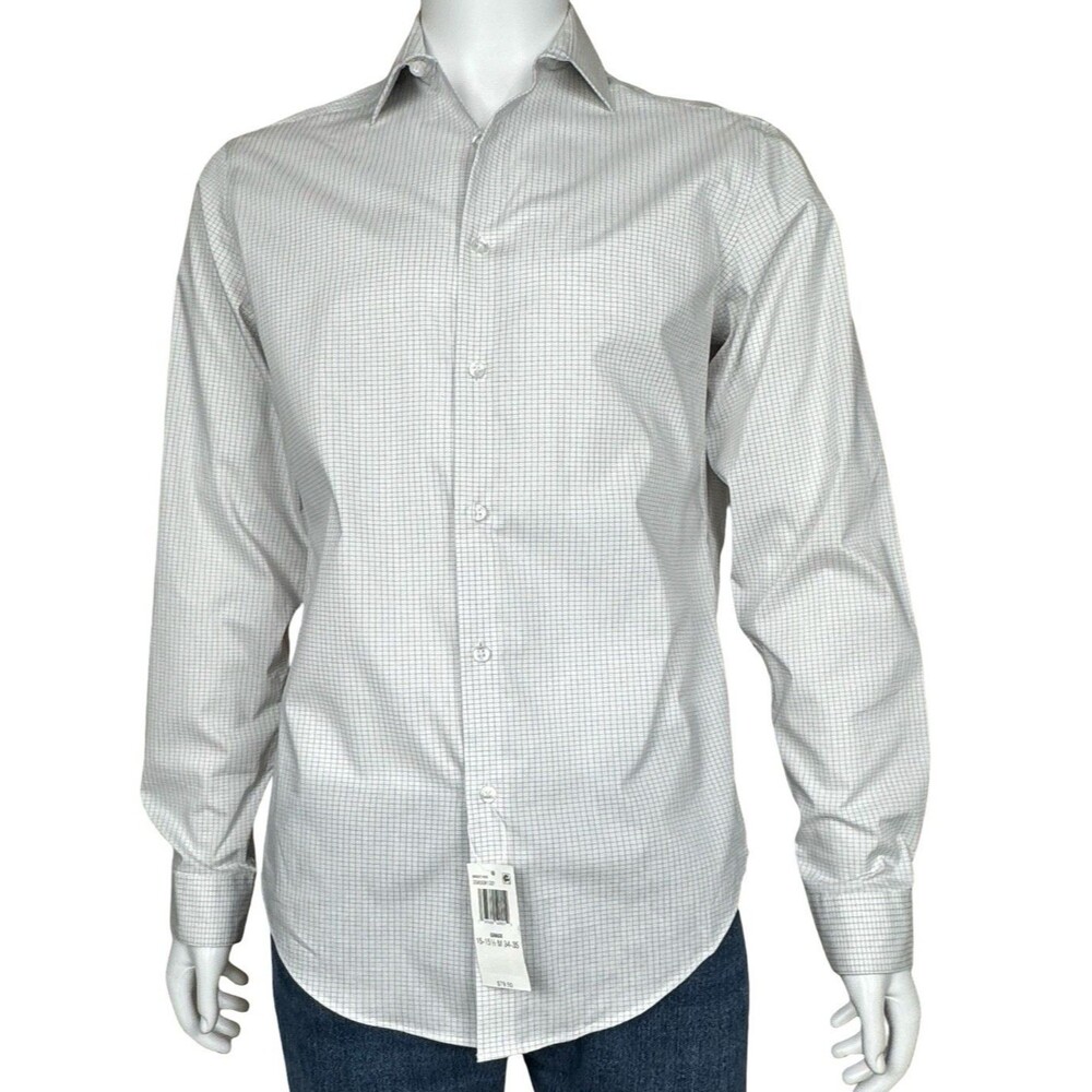 Calvin Klein Mens Medium Shirt Button Up Wrinkle Free Fresh Slim Fit Stretch New
